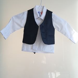Infant 2 piece black tuxedo suit
